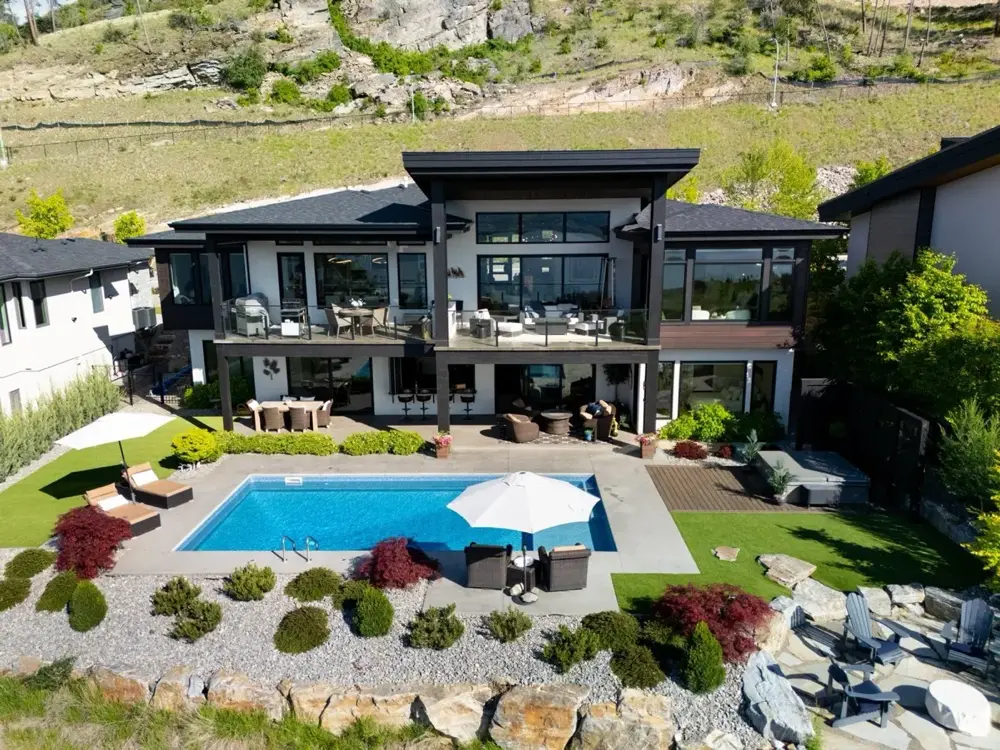 Luxury Kelowna home for sale with pool and mountain views