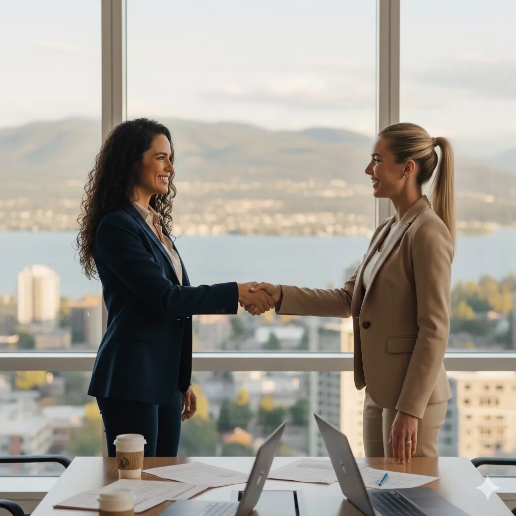 Handshake closing a real estate deal in Kelowna
