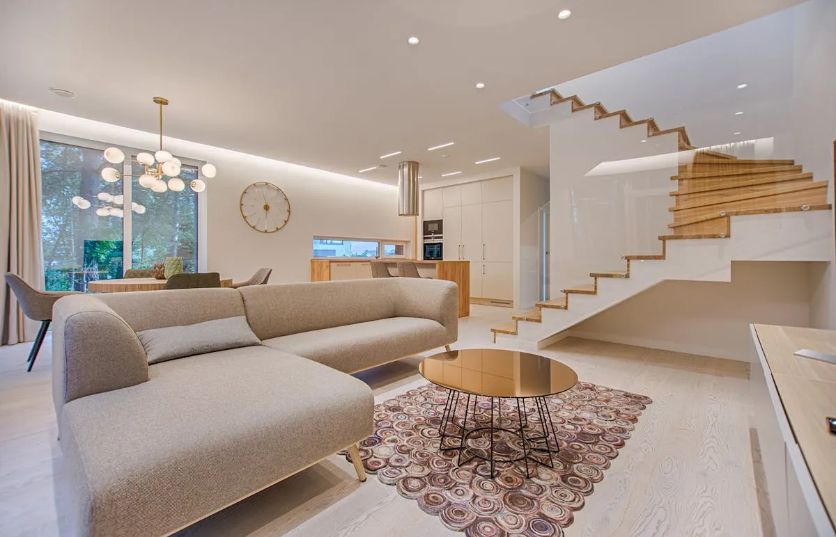 Modern condo living space after cosmetic renovation