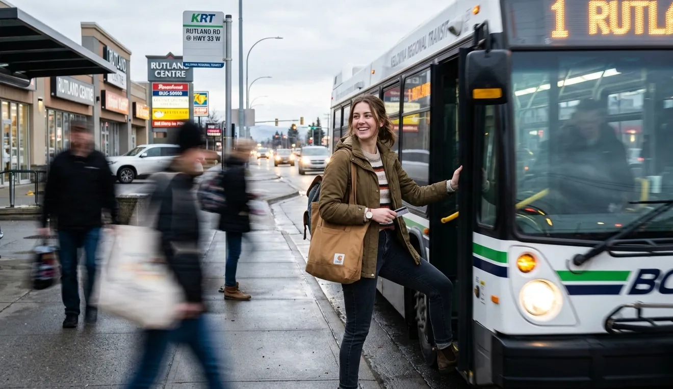 Rutland bus stop with transit connections to UBCO
