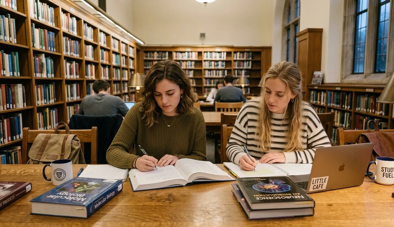 UBCO student studying in the library - many students rent in Rutland