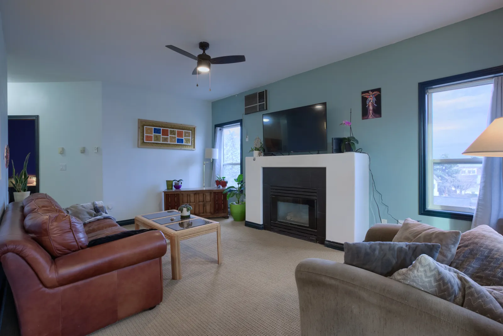 Living room with gas fireplace